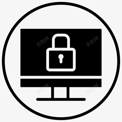 锁定计算机密码保护受保护计算机图标svg_新图网 https://ixintu.com 专用计算机 受保护计算机 安全计算机 安全黑填充圆圈 密码保护 锁定计算机