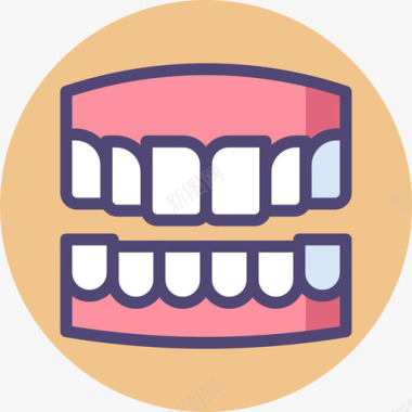 义齿24号牙齿线性颜色图标图标