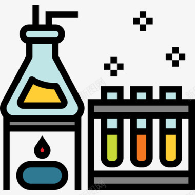 试管工业50线性颜色图标图标