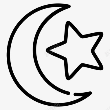 月亮和星星新月禁食图标图标