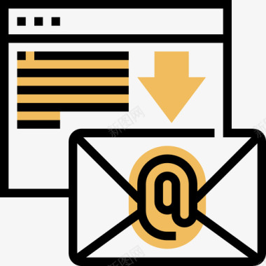 电子邮件数字营销109黄影图标图标