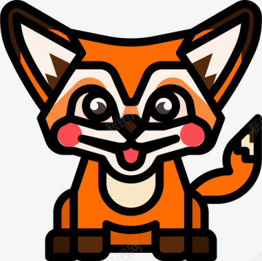 狐狸动物17线形颜色图标图标