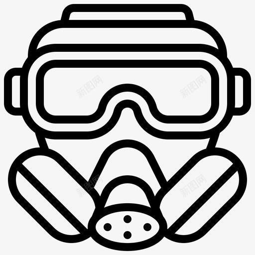 面罩化学品气体图标svg_新图网 https://ixintu.com 化学品 化学线 危险 气体 防护 面罩