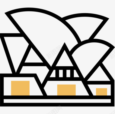 悉尼歌剧院地标14黄影图标图标
