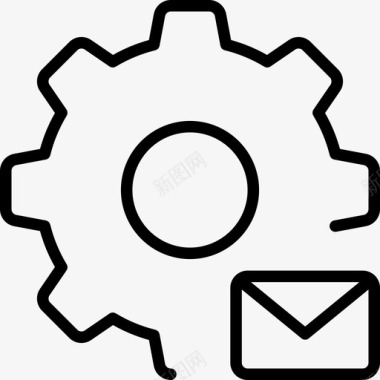 电子邮件设置齿轮信封图标图标