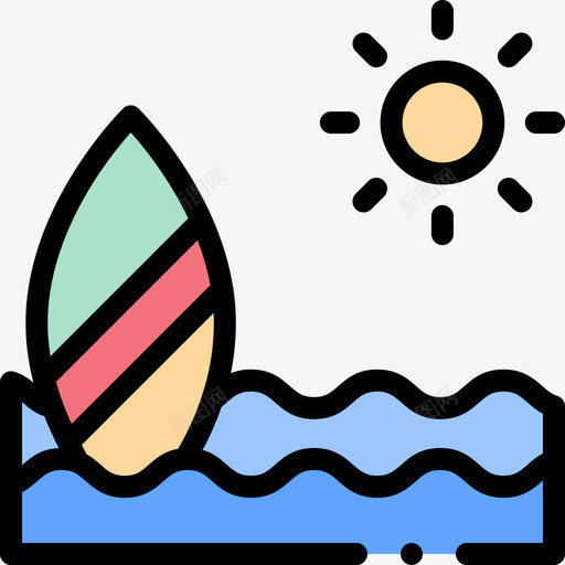 冲浪爱好和自由时间7线性颜色图标svg_新图网 https://ixintu.com 冲浪 时间 爱好 线性 自由 颜色