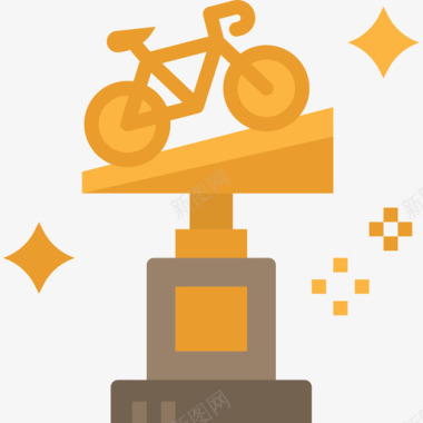 奖杯22号自行车扁平图标图标