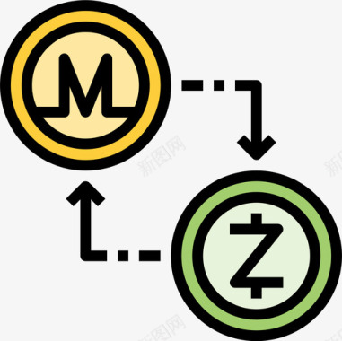 交换加密货币37线性颜色图标图标