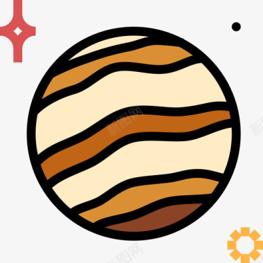 冥王星宇宙27线性颜色图标图标
