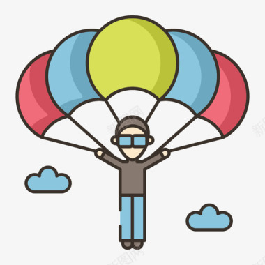 降落伞皇家战斗线性颜色图标图标