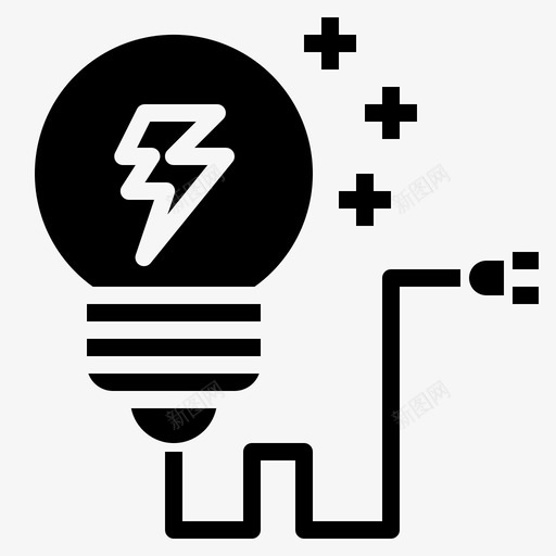 电灯泡能量功率图标svg_新图网 https://ixintu.com 功率 技术 瓦特 电固体 电灯泡 能量