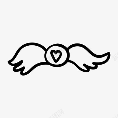 爱的翅膀飞翔的心手绘图标图标