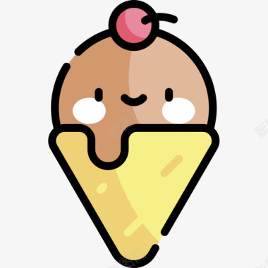 冰淇淋嬉皮士17线性颜色图标图标