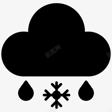 雨夹雪多云天气雨天图标图标