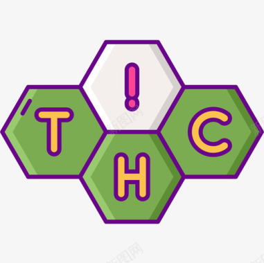 Thc大麻4线性颜色图标图标