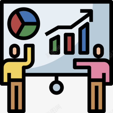 商业与金融企业管理6线条色彩图标图标