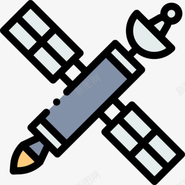 卫星空间129线性颜色图标图标