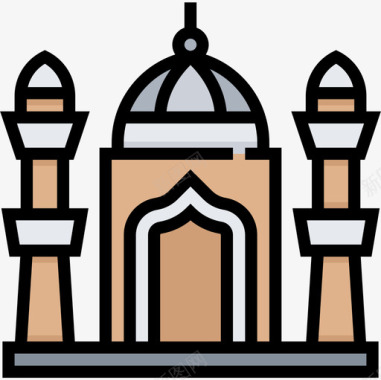 Masjid时间landmark10线性颜色图标图标