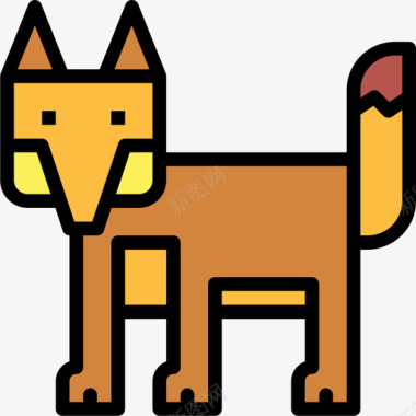 狐狸动物6线形颜色图标图标