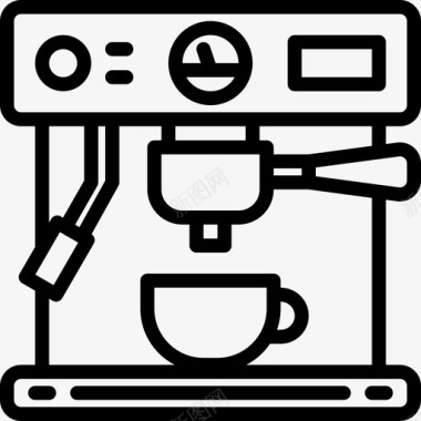 咖啡机咖啡店74直线型图标图标