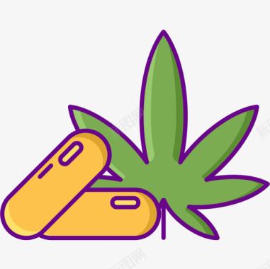 毒品大麻4原色图标图标