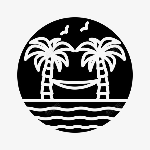 海滩水上棕榈树图标svg_新图网 https://ixintu.com 度假 棕榈树 水上 海滩 海滩图标实心 海边