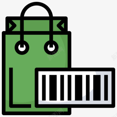 购物袋条形码和二维码2线性颜色图标图标