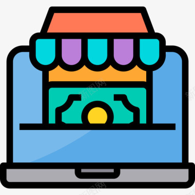 网上购物商务管理33线性颜色图标图标