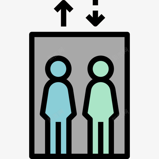 电梯机场116线性颜色图标svg_新图网 https://ixintu.com 机场 电梯 线性 颜色