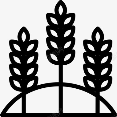 小麦农业园艺线性图标图标