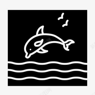 海豚水上海滩图标图标