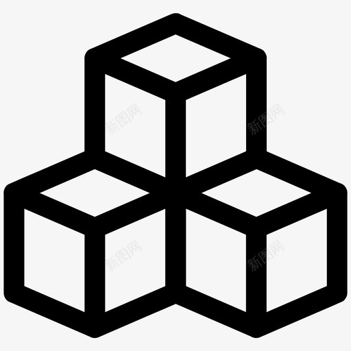 立方体块构建图标svg_新图网 https://ixintu.com 元素 分析 构建 立方体