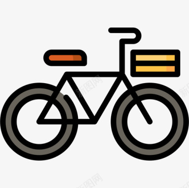 自行车荷兰17线性颜色图标图标
