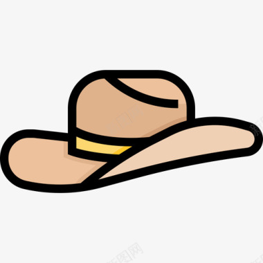 牛仔帽美国线性颜色图标图标