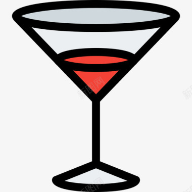 鸡尾酒52号餐厅线性颜色图标图标