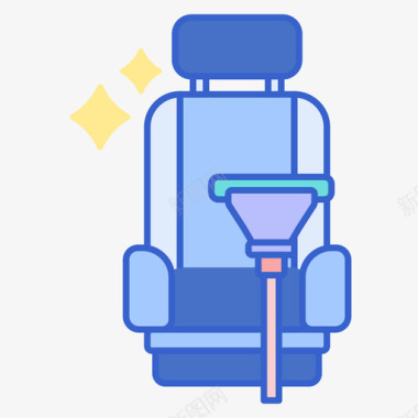 汽车座椅清洁55线性颜色图标图标