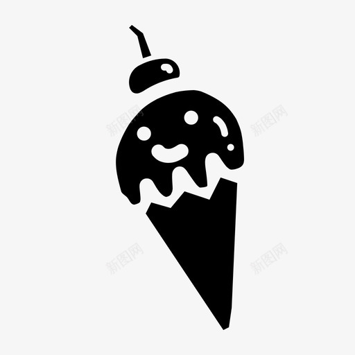 冰淇淋筒甜点涂鸦图标svg_新图网 https://ixintu.com 冰淇淋 固体 手绘 涂鸦 烘焙 甜点