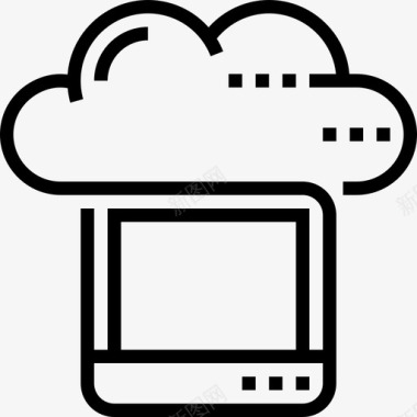笔记本电脑云服务5线性图标图标