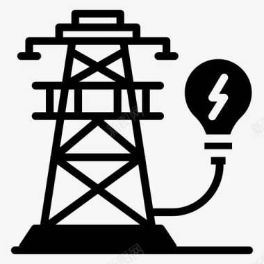 电能柱电灯泡电杆图标图标