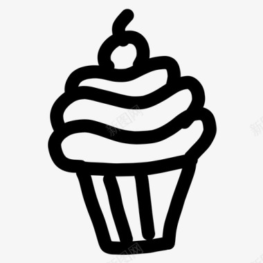 纸杯蛋糕甜点涂鸦图标图标