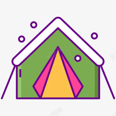 帐篷露营116线性颜色图标图标