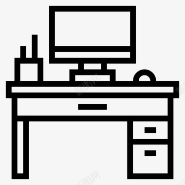 办公桌家具111直线型图标图标