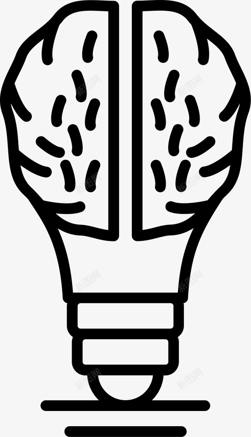 灯泡大脑想法图标svg_新图网 https://ixintu.com 商业 大脑 想法 概念 灯泡 铅笔