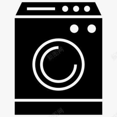 洗衣机干净衣服整套室内字形图标图标