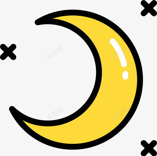 月亮天气203线颜色图标svg_新图网 https://ixintu.com 天气 月亮 颜色