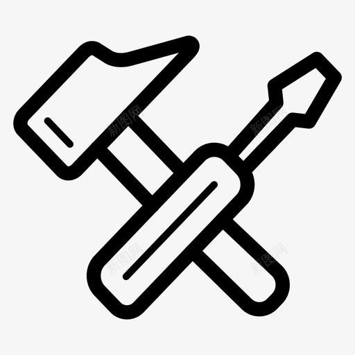 锤子和螺丝刀修理工具图标svg_新图网 https://ixintu.com 修理 工具 锤子和螺丝刀