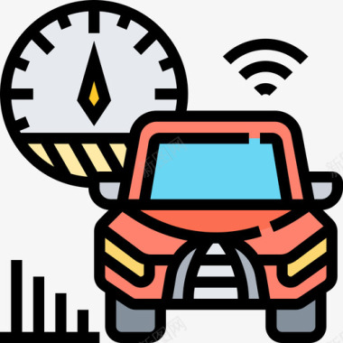 巡航控制智能汽车4线性颜色图标图标