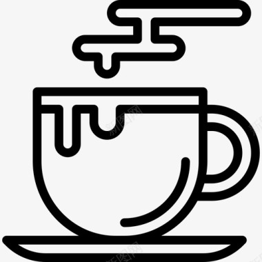 热咖啡74号咖啡厅直线型图标图标