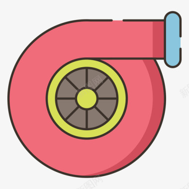 涡轮增压汽车服务31线性颜色图标图标