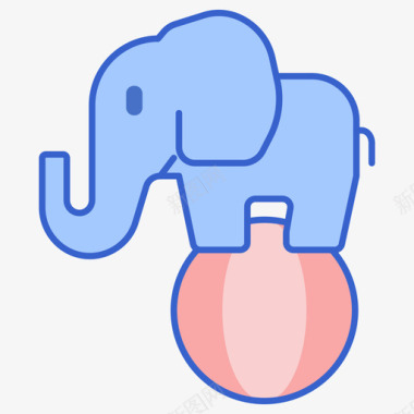 大象马戏团76线性颜色图标图标